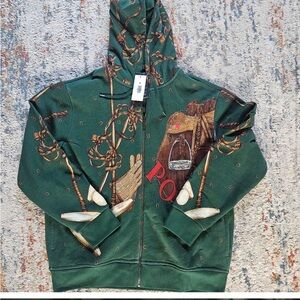 Polo hoodie one of a kind unique sweater. Literally worn for 2 hrs